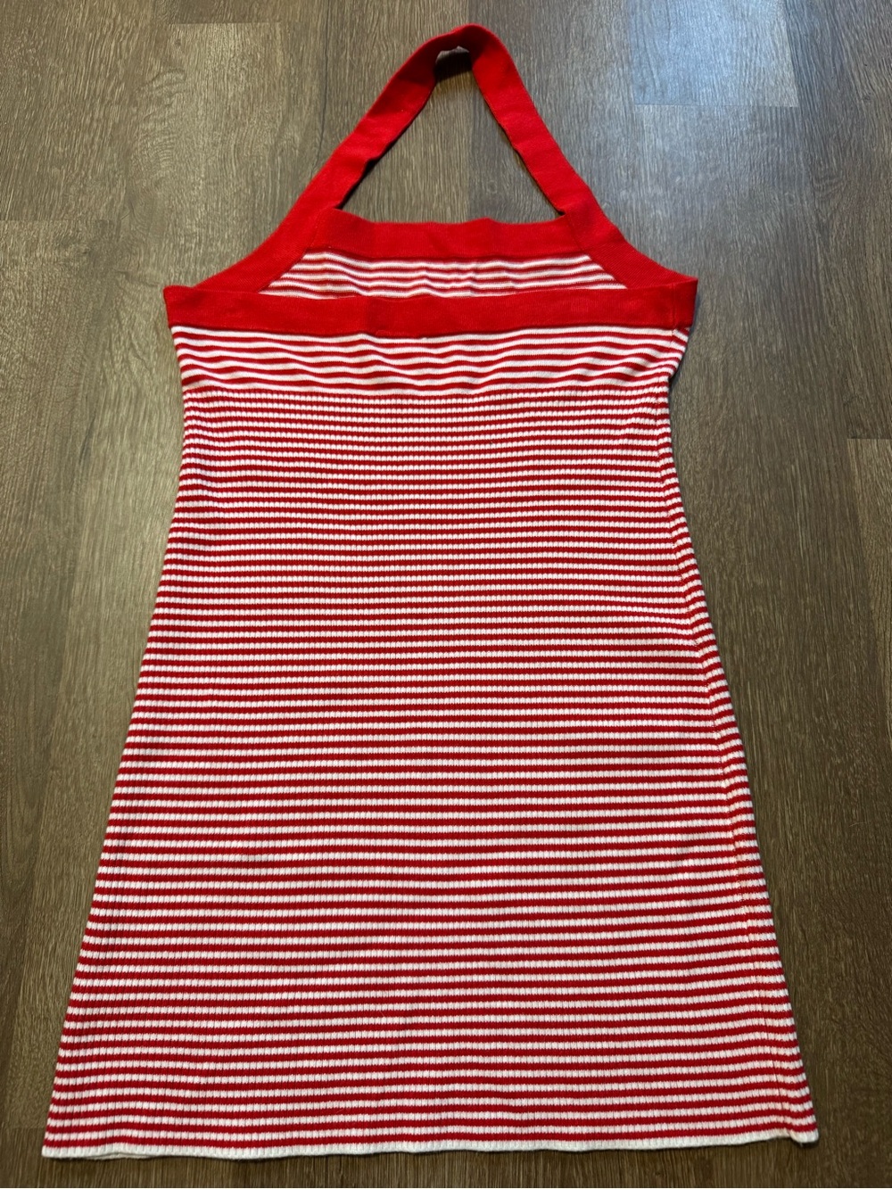 PINK by Frankies Bikinis Chaz Mini Dress Women’s Red White Stripe Ribbed Knit XL - Picture 5 of 5